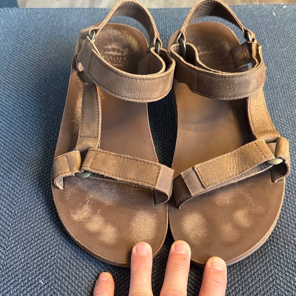 Teva Dark Brown Leather Sandals Men’s 9